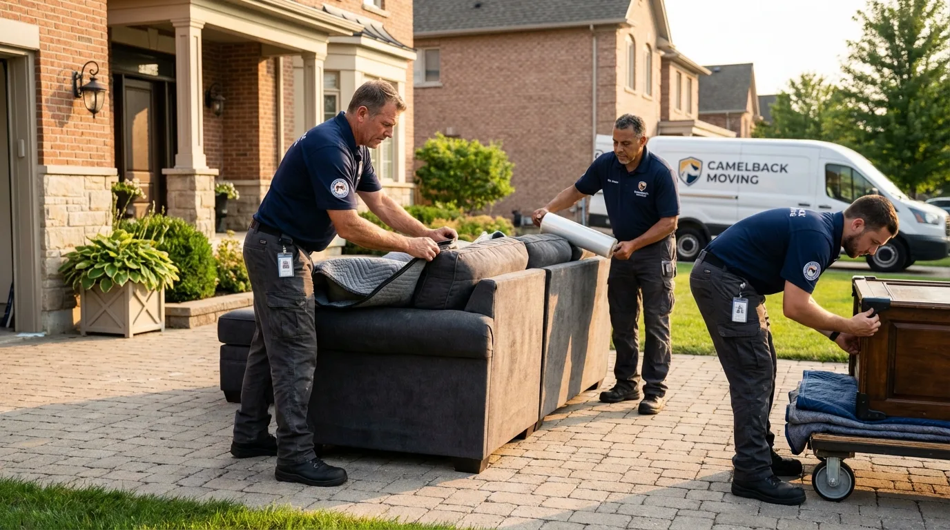 Large estate moving crew wrapping furniture in Morongo Valley, CA